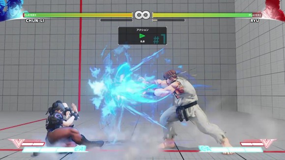 △ジャンプ機動が緩い春麗にとにかく有効な波動拳。弱7割、強3割くらいの割合で打ち分けられると割とどうしようもありません。